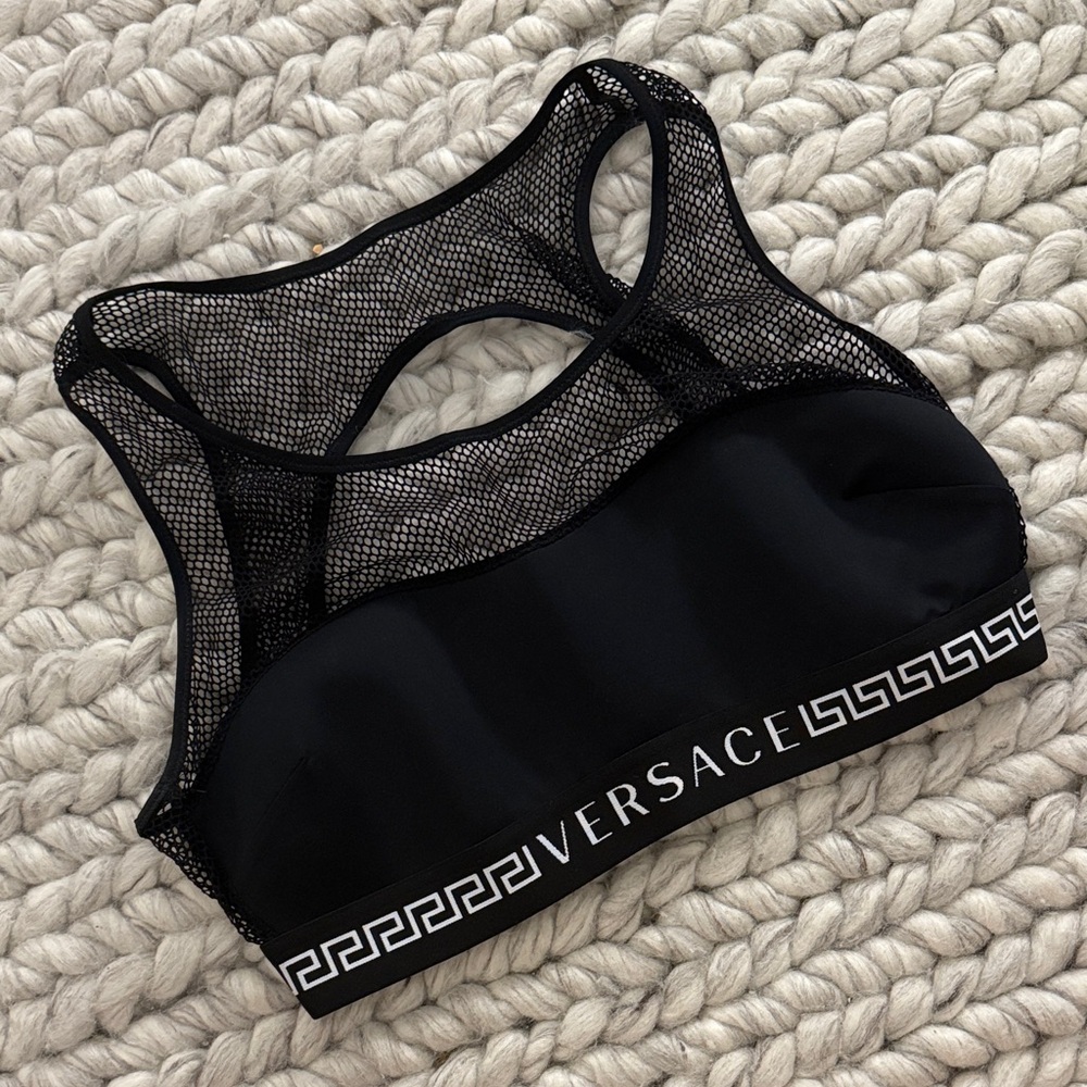Versace Black Mesh Racerback Sports Bra